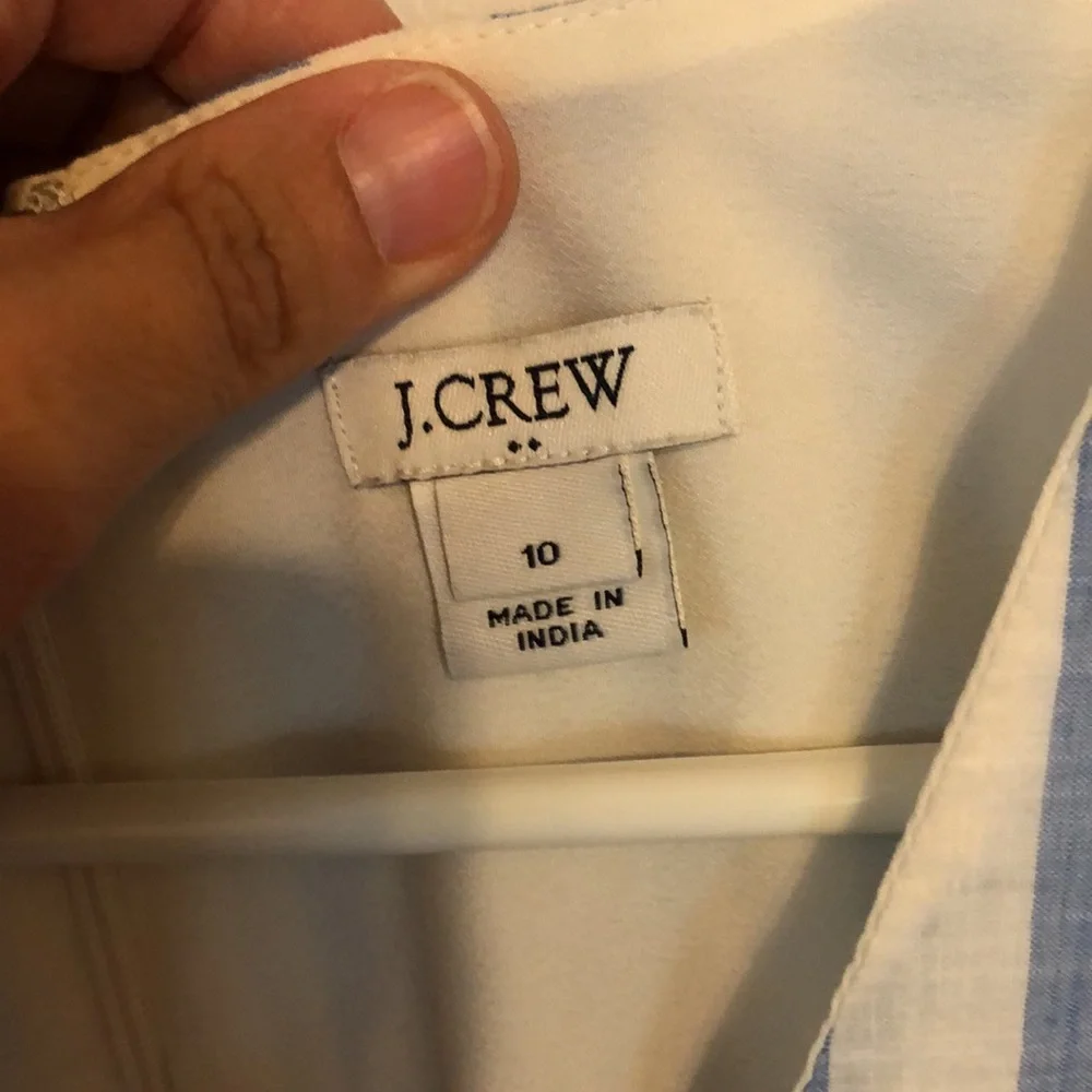J. Crew Blue and White Striped V-Neck Dress